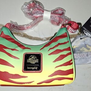 Loungefly Jurassic Park Red and Yellow Shoulder Bag